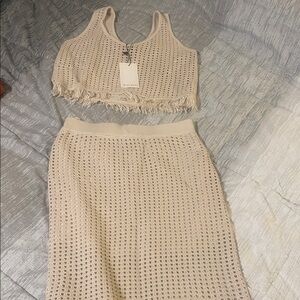 Chic Beige Knit Skirt by Zara